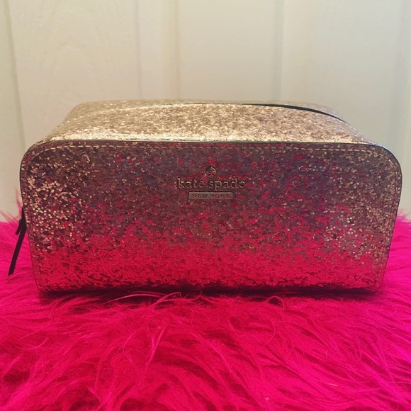 Kate Spade Pink Glitter Makeup Case - Picture 1 of 2
